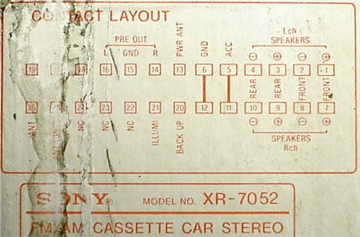 Разъёмы а/магнитол Sony
