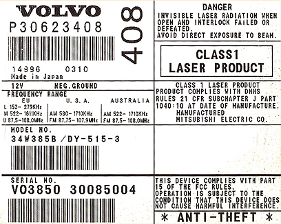 Разъёмы а/магнитол VOLVO Разъёмы а/магнитол VOLVO