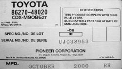 Разъёмы подключения CHANGER Разъёмы подключения CHANGER